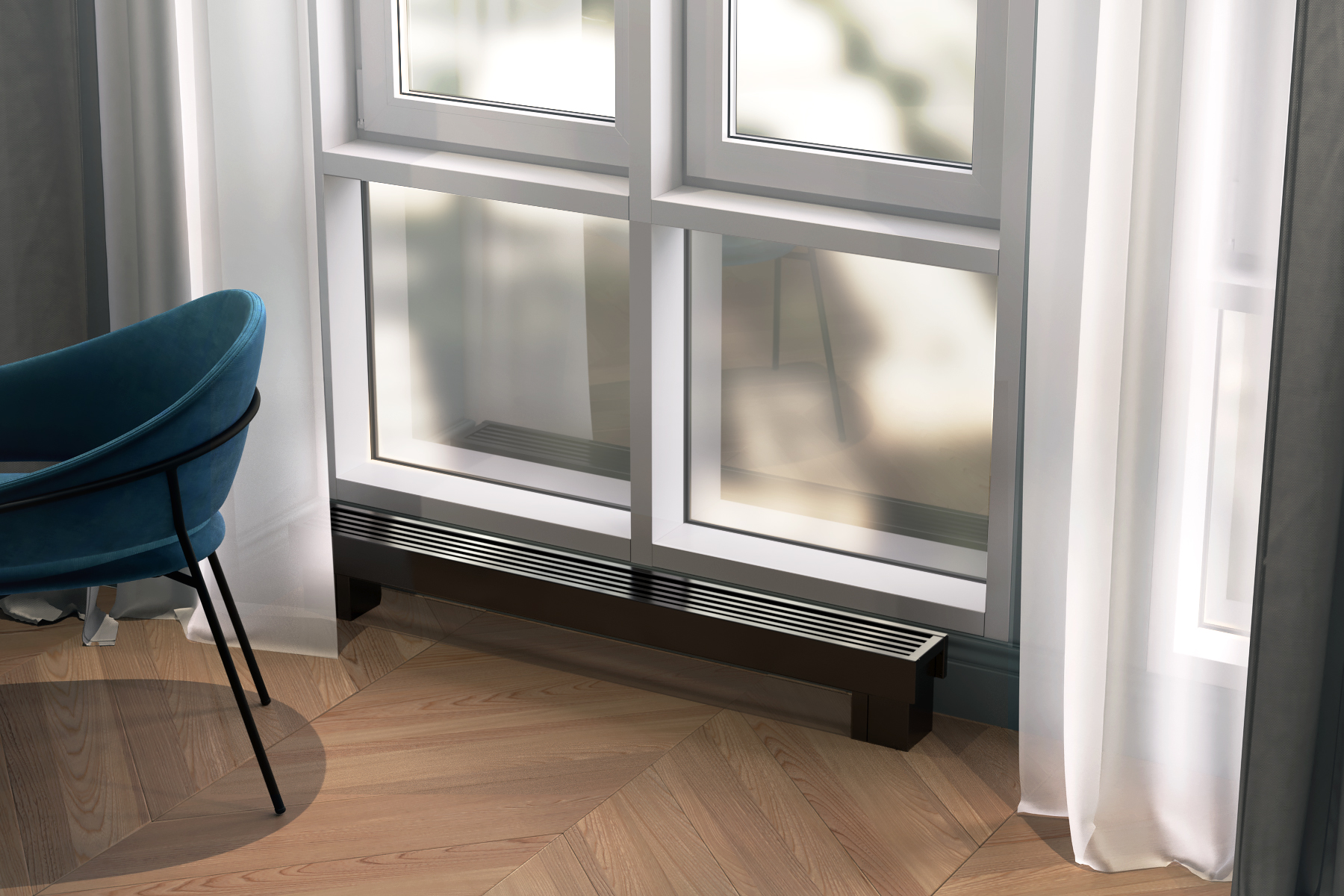 SAVVA Forte 500.135.1200.50х100 Цвет - RAL. Конвектор Напольный  с естественной конвекцией, сторона подключения правая. Подключение - нижнее. Высота - 500, ширина - 135, длина - 1200. Тепловая мощность 1551 Вт.