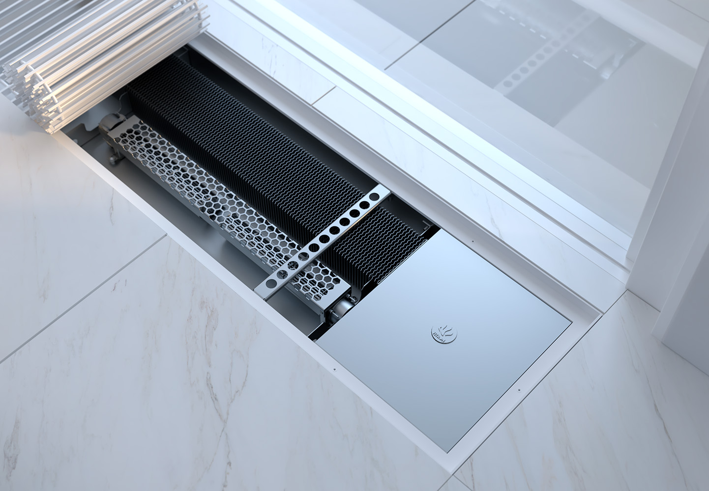 Vitron ВКВ.МАХ 150.360.3000.8ТП. Мощность 16077 Вт. Внутрипольный конвектор , принудительная конвекция, сторона подключения - правая. Глубина - 150, ширина - 360, длина - 3000. Решетка из анодированного алюминия, цвет - серебро. 24В (VA)