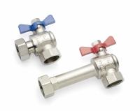 Комплект двух угловых никелированных шаровых кранов 1" для коллекторов HKV/HLV 13152241001