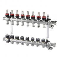 1404357 Oventrop Коллектор, 1", Multidis SF 7, выход-3/4" ЕК, нержавеющая сталь, со встроенными ротаметрами 0-5 л/мин. на подаче (нов.арт. 1405357) NEW