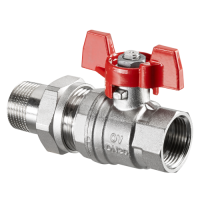 1075808 Oventrop Кран шаровой, Optibal, DN-25, 1", НВ, PN, бар-16, ручка-бабочка, никелированный, с ниппелем и НГ NEW