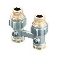 1015883 Oventrop Узел, Multiflex F, прямой H-образный, 3/4", 1/2", Н ЕК-Н, никелированный, ZB NEW