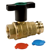 Кран шаровой полнопрох., внутреннее пресс соединение 1/2"F x TR15, пластиковая ручка