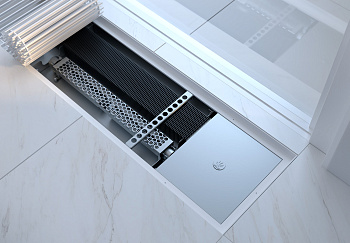 Vitron ВКВ.МАХ 150.360.3000.8ТП. Мощность 16077 Вт. Внутрипольный конвектор , принудительная конвекция, сторона подключения - правая. Глубина - 150, ширина - 360, длина - 3000. Решетка из анодированного алюминия, цвет - серебро. 24В (VA)