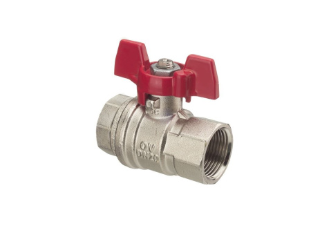 1076110 Oventrop Кран шаровой, Optibal, DN-32, 1 1/4", ВВ, PN, бар-16, ручка-бабочка, никелированный NEW